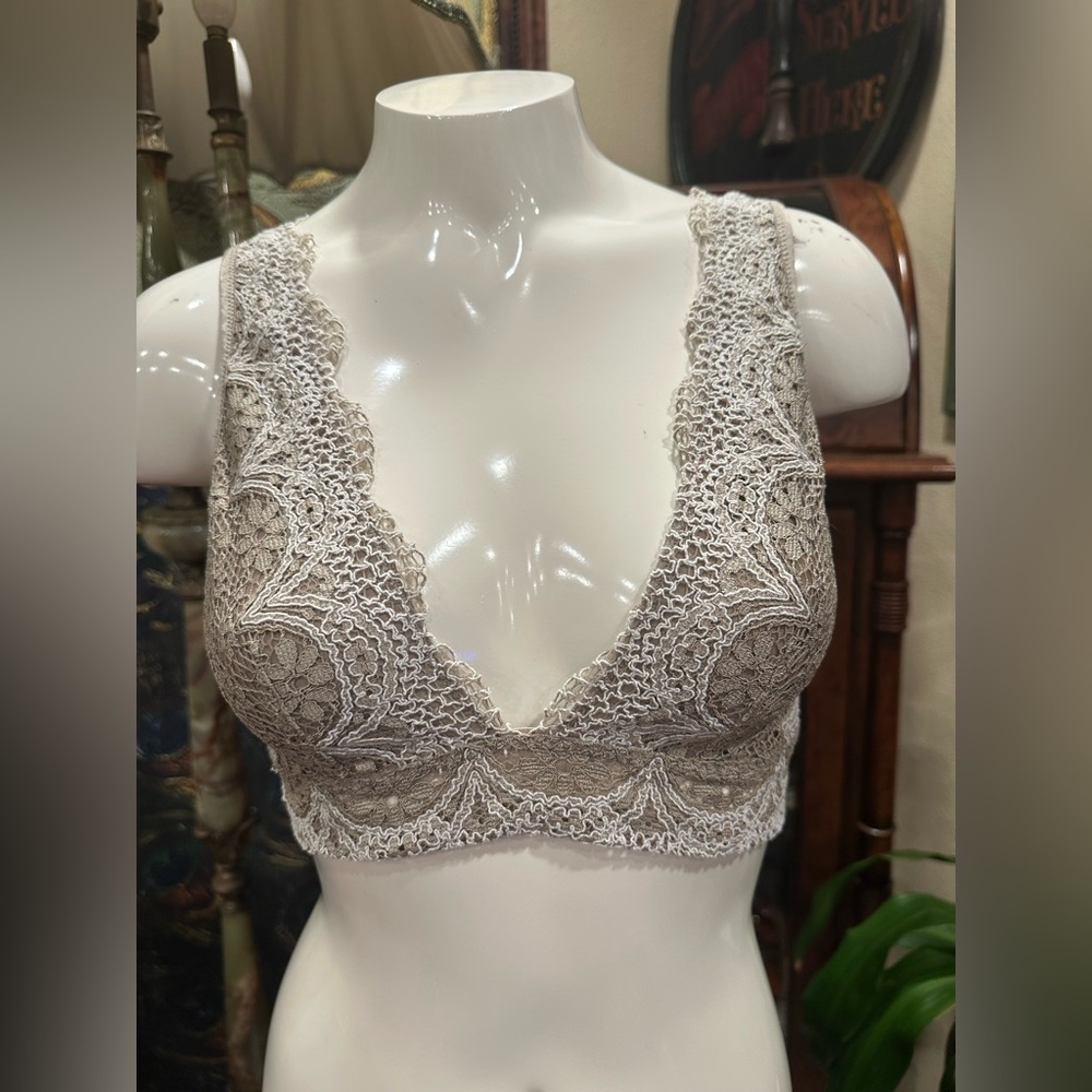 Victoria's Secret Boho Lace Longline Bralette Taupe Bra Small - Picture 3 of 10